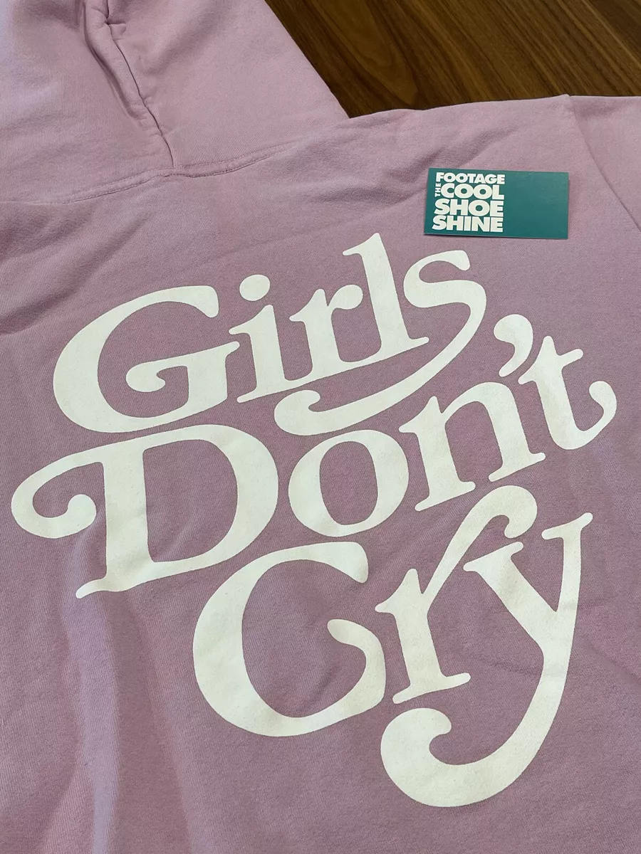 RARE VERDY GIRLS DON'T CRY LOGO HOODY SWEATSHIRT LIGHT PINK LILAC OFF WHITE  M