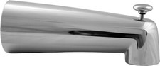 Westbrass Wall Mount Tub Spout with Front Diverter Polished Chrome 7" Reach