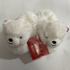 Wondershop Polar Bear Slippers Toddler Kids S 5-6 White Fuzzy Soft