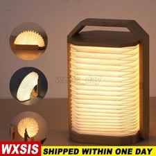 Wooden Book Light Folding Book Lamp Portable Desk Night Light for Home Office