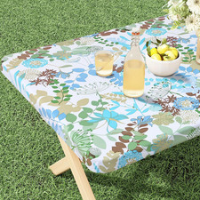 Rectangle Vinyl Tablecloth, Fitted Table Cover, 100 Waterproof, Elastic Edge, F