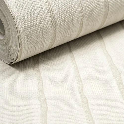 Cream Beige Stripe Wallpaper Textured Vinyl Thick Slightly Imperfect Paste Wall
