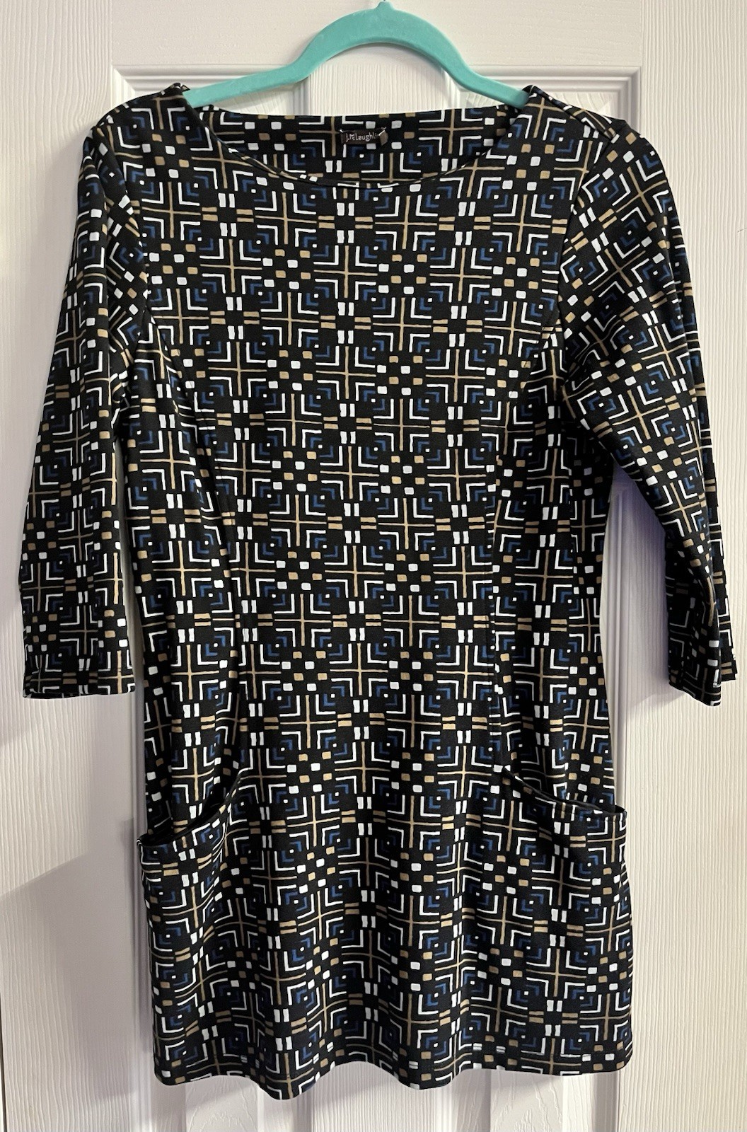 Fabulous J McLaughlin Black Print Tunic Top Size S - image 1