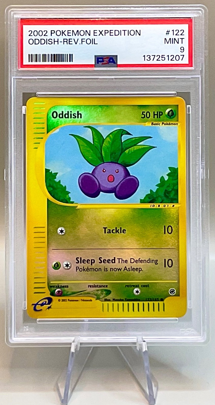 Pokémon Oddish #122/165 Reverse Holo - 2002 Expedition Base Set - PSA 9 Mint!