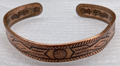 Southwestern Copper Arrows Stamped Small Cuff Bracelet Vintage Bent