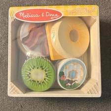 Melissa  Doug Wooden Breakfast Picinic Box Play Food Set NWT 