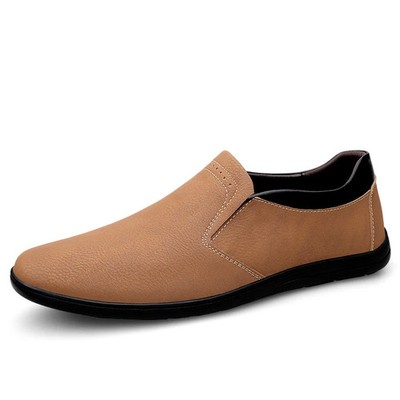 Men's Driving Shoes Leather Low-top Slip on Handmade Casual Breathable Loafers