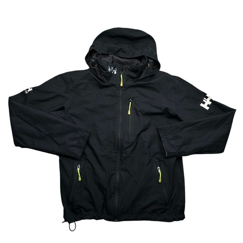 Helly Hansen Crew Hooded Midlayer Jacket Mens Medium Black Polartec Helly Tech