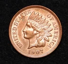 UNC 1907 INDIAN HEAD PENNY CENT OLD U.S. TYPE COIN