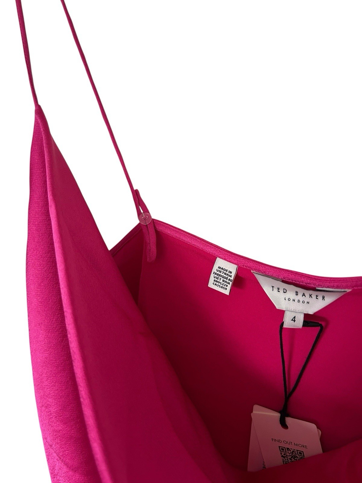Hot Pink Ted Baker Satin Feel Cami Top With Thin Straps Size 4 (Uk 14) RRP £55!! image 3