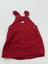 OshKosh B'gosh Overall Dress Girls 2T Red Corduroy Jumper Pockets Fall