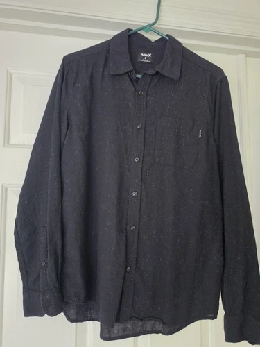 Hurley Long Sleeve Button Down Black Shirt Men's Medium - product listing photo