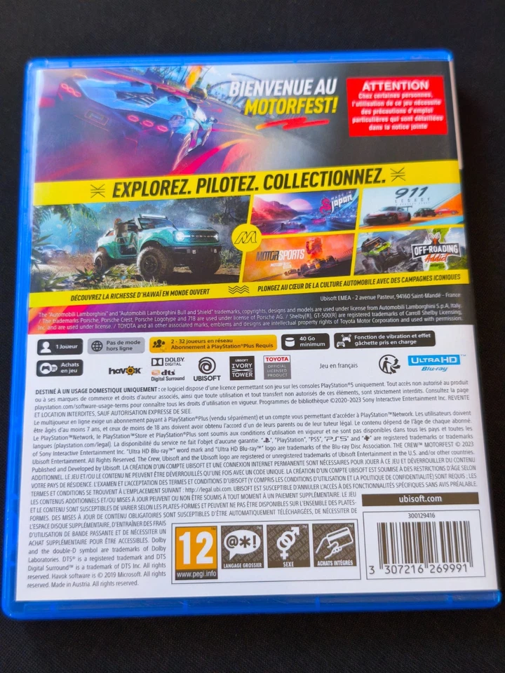 PS5 /The Crew Motorfest/VF/TBE/sans rayures, photo 2 sur 3