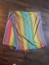 100 Cashmere Israel Multi Colored  Pashmina Scarf Rainbow Shawl Wrap 66x27  