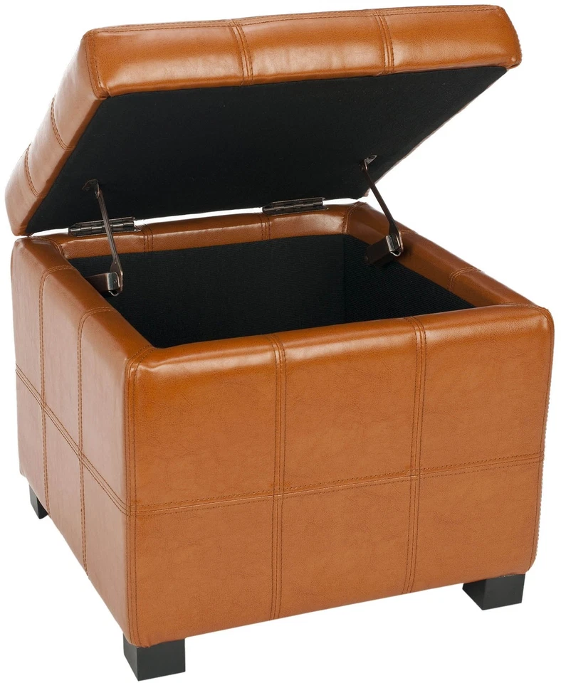 Coleção Hudson NoHo couro marrom tufado armazenamento quadrado otomano - Imagem 4 de 4