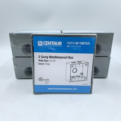 5 Pack Centaur 2 Gang Weatherproof Box Aluminum 5 Hole x 3/4'' WI TGB75/5