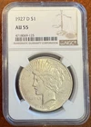 1927 D NGC AU55 Peace Silver Dollar