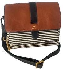 Fossil Crossbody Shoulder Bag Leather Canvas