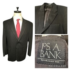 Jos A. Bank Men's Solid Black 100 Cashmere Blazer 42-SH Suit Jacket