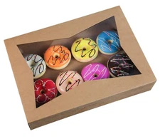 [15-Pack] 14 x10 x 3inch Brown Paperboard Lock Corner Window Bakery Cookie Bo...