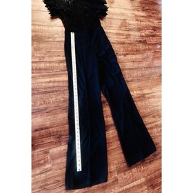 AKIRA Black Lace Top Ruffled Sleeves Solid wide leg bottoms Party Jumpsuit Large