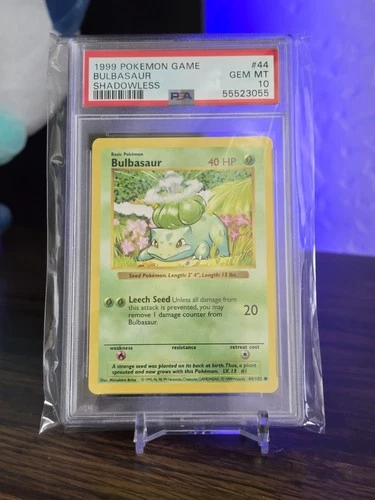 Pokémon Bulbasaur 44/102 Base Set Shadowless Regular 40 HP Common English PSA 10