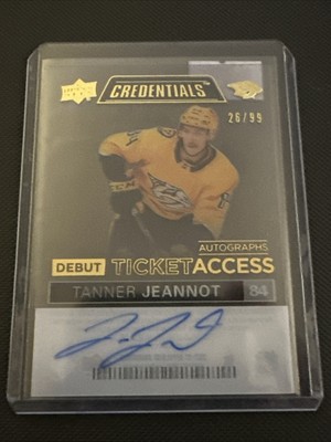 2021-22 UD Credentials Tanner Jeannot Debut Ticket Access Clear Cut Auto #26/99
