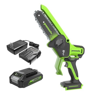 Greenworks 24V 6'' Gen 2 Cordless Brushless Pruner Saw w/ 2Ah Battery & Charger