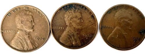 US Coins Lincoln cents 1930 P.D.S Free Shipping