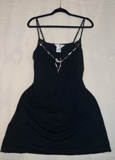 Coquette Goth Slip Mini Sleepware Black Dress L
