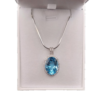 11.98 ct Natural Topaz Solid 925 Sterling Silver Italian Necklace- 56 cm chain