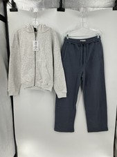 Pull Bear two-piece fleece tracksuit grey zip-up hoodie and wide-leg sweatpants
