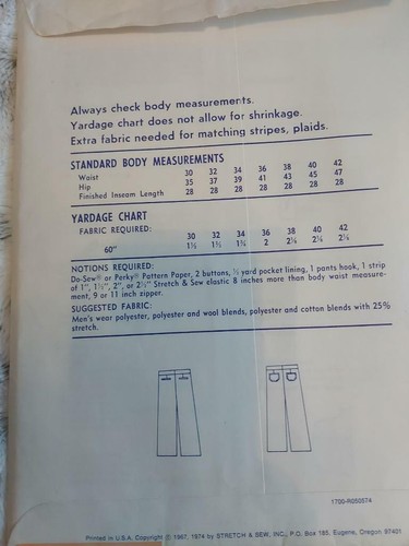 Stretch and Sew 1700 Mens Slacks and Shorts sz 30-42 - Picture 2 of 2