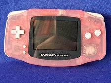 Nintendo Game Boy Advance Clear Pink Handheld System Tested Works AGB-001