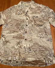 Island Fever Hawaiian Shirt Vintage Short Sleeve Tropical Nautical Button Mens M