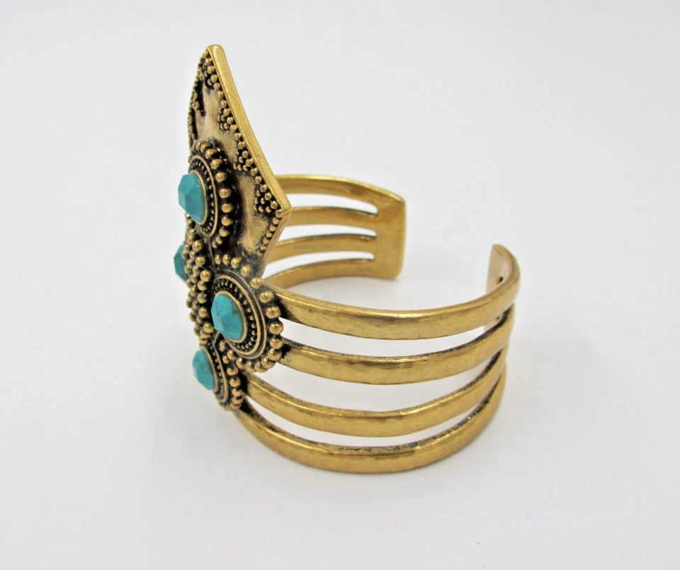 Pulsera Lucky Brand Southwestern Boho imitación turquesa tono bronce declaración Foto 3 de 4