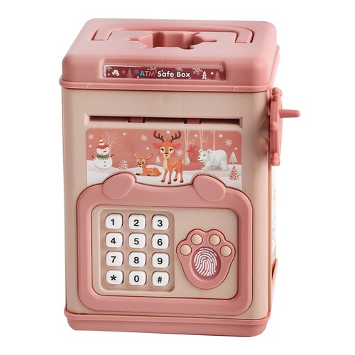 Electronic Piggy Bank ATM Password Money Box Cash Coins Saving Kids Gift Pink - Picture 2 of 5