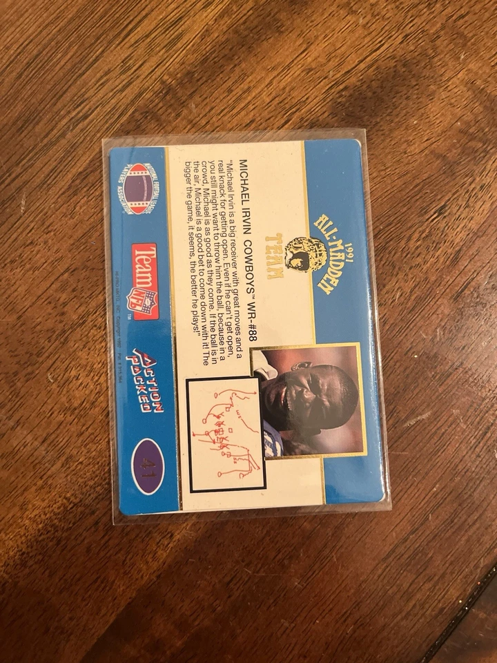 1991 Action Packed The All-Madden Team - #41 Michael Irvin - Image 2 of 2