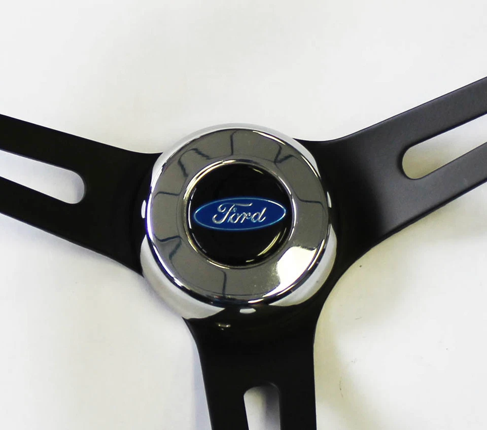 Руль Ford Falcon Thunderbird Galaxie LTD черный на черном 13 1/2 дюйма - Изображение 2 из 4