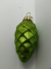2" GREEN PINECONE GLASS MCM XMAS TREE ORNAMENT MERCURY GERMANY VTG RETRO