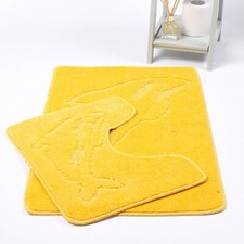 2 PC Dolphin  BATH MAT PEDESTAL SET NON SLIP TOILET BATHROOM RUGS 