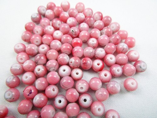 100 Pink Glass Loose Beads Round 6 mm Bead Jewelry Making Craft Supplies New - Picture 7 of 10
