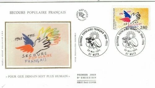 France 1995 Secours Populaire Francais Silk FDC Metz cancel Unaddressed VGC