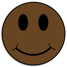 Dark Brown Smiley Face - 3 Pack Circle Stickers 3 Inch - Smile Happy