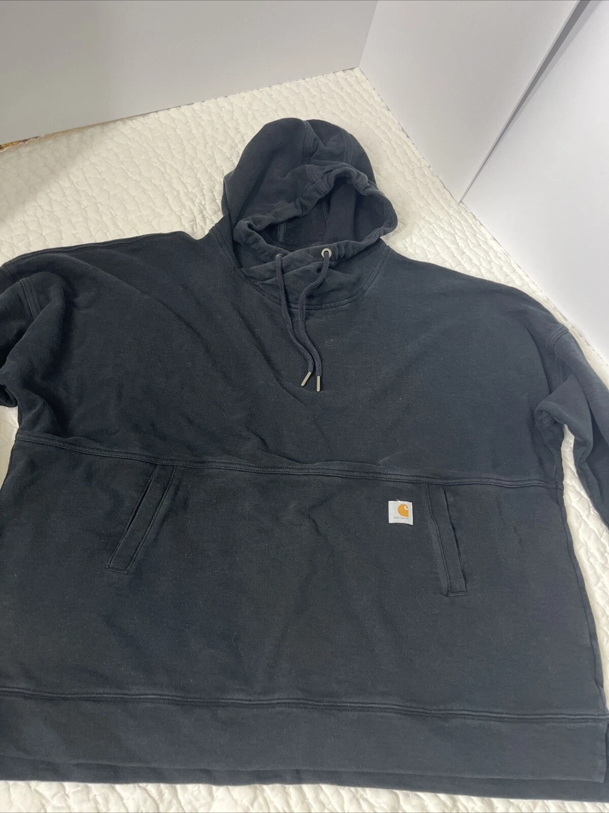 VETEMENTS Carhartt Relaxed Fit Felpa con Cappuccio Donna 103591 G34 Taglia XXL (20) Nera Manica Lunga