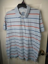 Old Navy Men's XXL Polo Striped Blue Shirt Short Sleeve Two Button Close