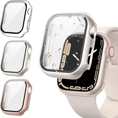 Glass+Cover For Apple Watch case 8 7 6 SE 5 9 iWatch Accessorie Screen Protector