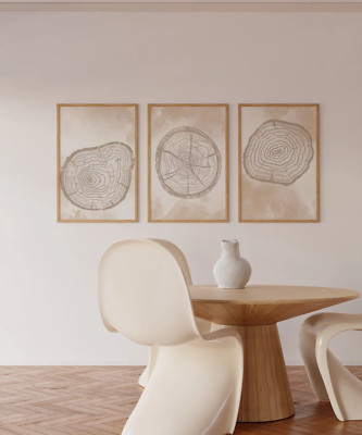 3 Set A3 Tree Ring Vector Watercolor Painting Poster Unframed HIGH QUALITY