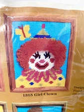 Vintage Clown Latch Hook Crewel Kit Colorful 8x10 Craft 1980s Creepy Picture
