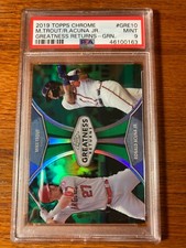 2019 Topps Chrome TROUT & ACUNA #GRE10 Greatness Returns Green 66/99 PSA 9 MINT